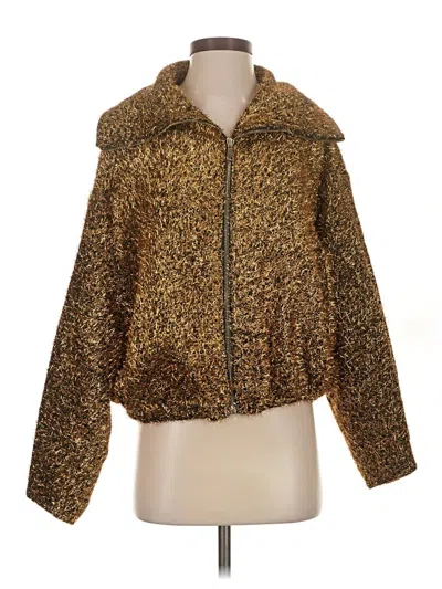 Pre-owned Zara Faux Fur Jacket In Gold