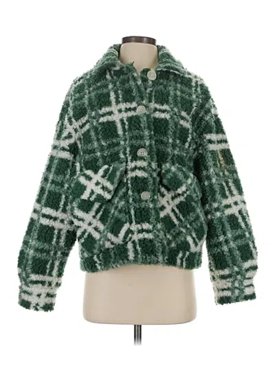 Pre-owned Zara Faux Fur Jacket In Green