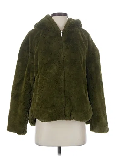 Pre-owned Zara Faux Fur Jacket In Green