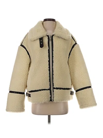 Pre-owned Zara Faux Fur Jacket In Ivory