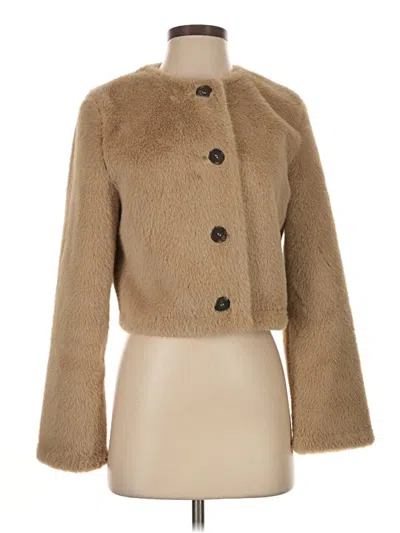 Pre-owned Zara Faux Fur Jacket In Tan
