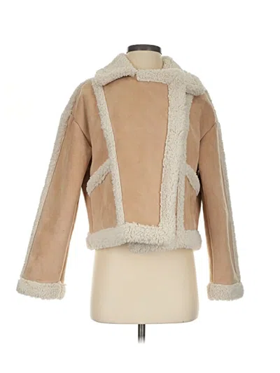Pre-owned Zara Faux Fur Jacket In Tan