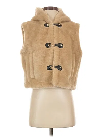 Zara Faux Fur Vest In Tan