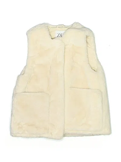 Pre-owned Zara Kids' Faux Fur Vest In White