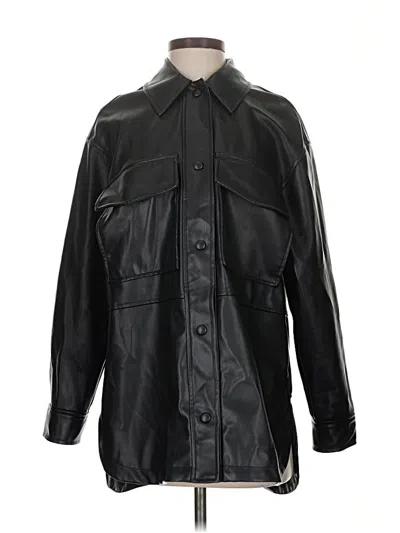 Pre-owned Zara Faux Leather Jacket In Black