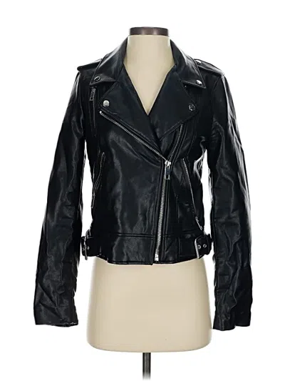 Pre-owned Zara Faux Leather Jacket In Black