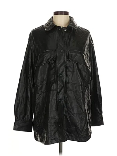 Pre-owned Zara Faux Leather Jacket In Black