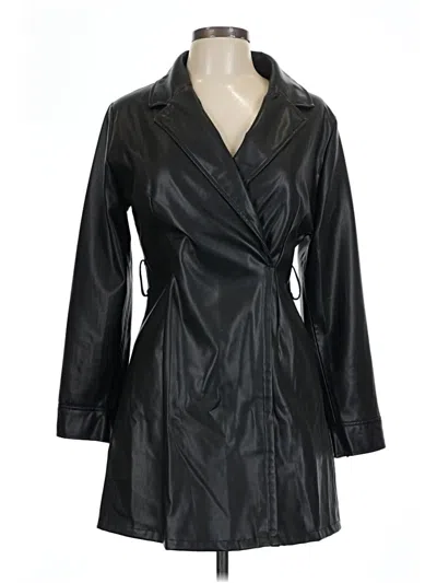 Pre-owned Zara Faux Leather Jacket In Black