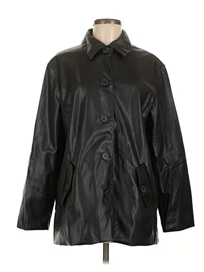 Pre-owned Zara Faux Leather Jacket In Black