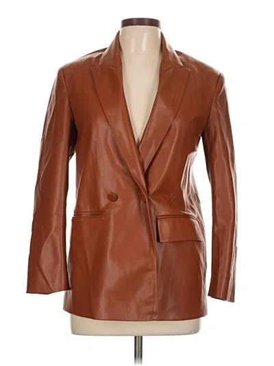 Pre-owned Zara Faux Leather Jacket In Brown