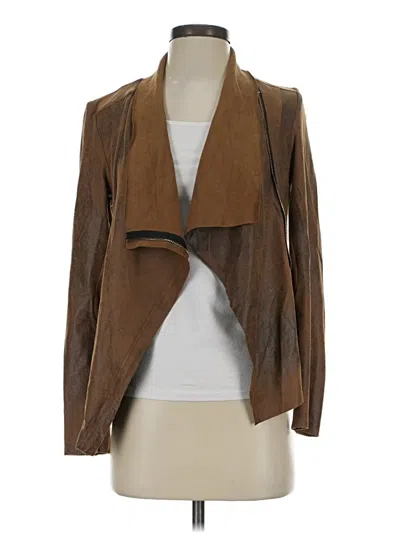 Pre-owned Zara Faux Leather Jacket In Brown
