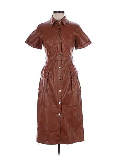 Pre-owned Zara Faux Leather Jacket In Brown