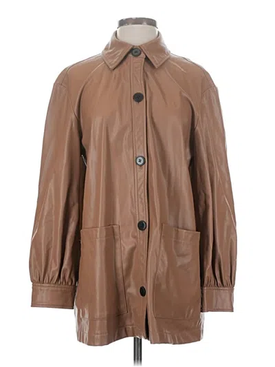 Pre-owned Zara Faux Leather Jacket In Brown