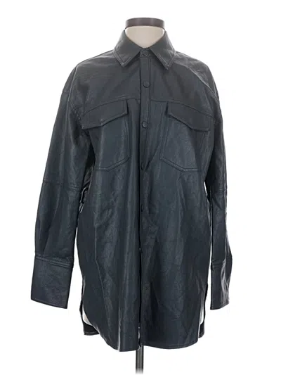 Pre-owned Zara Faux Leather Jacket In Gray