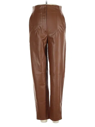 Pre-owned Zara Faux Leather Pants In Brown