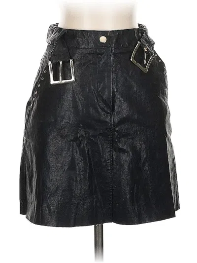 Pre-owned Zara Faux Leather Skirt In Black