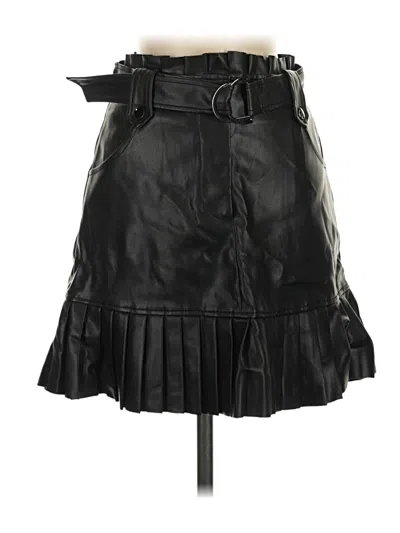 Pre-owned Zara Faux Leather Skirt In Black