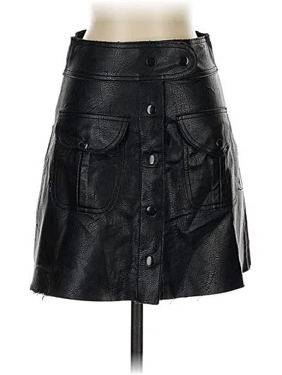 Pre-owned Zara Faux Leather Skirt In Black
