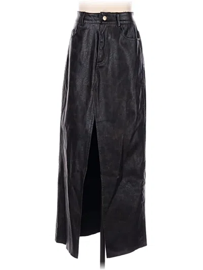 Pre-owned Zara Faux Leather Skirt In Black