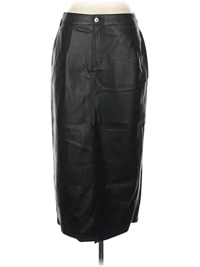 Pre-owned Zara Faux Leather Skirt In Black