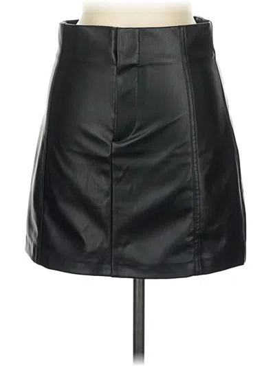 Pre-owned Zara Faux Leather Skirt In Black