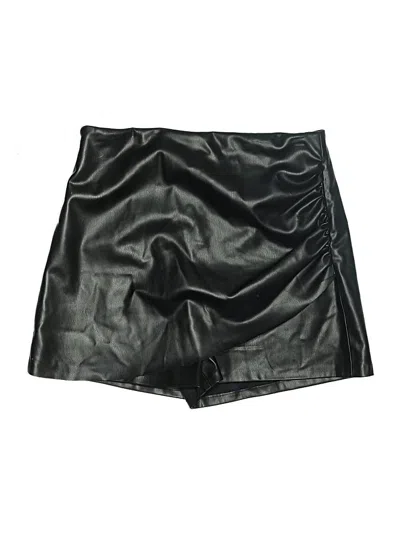 Pre-owned Zara Faux Leather Skirt In Black