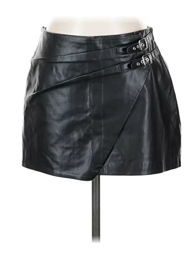 Pre-owned Zara Faux Leather Skirt In Black
