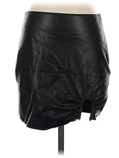 Pre-owned Zara Faux Leather Skirt In Black