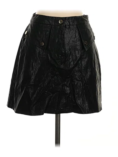 Pre-owned Zara Faux Leather Skirt In Black
