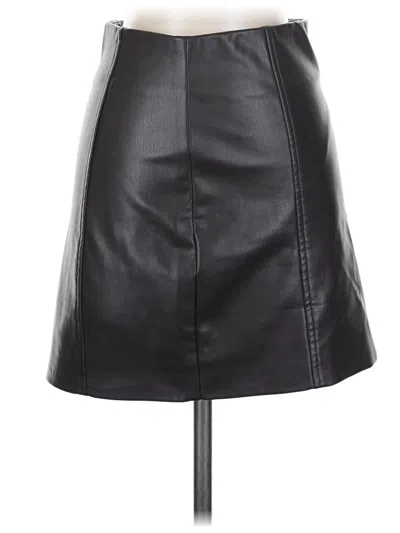 Pre-owned Zara Faux Leather Skirt In Black