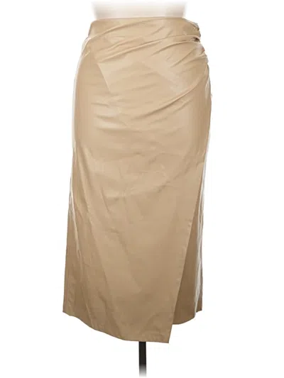 Pre-owned Zara Faux Leather Skirt In Brown