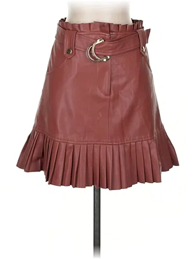 Pre-owned Zara Faux Leather Skirt In Burgundy