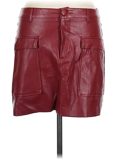 Pre-owned Zara Faux Leather Skirt In Burgundy