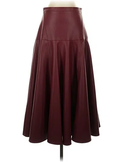 Pre-owned Zara Faux Leather Skirt In Burgundy