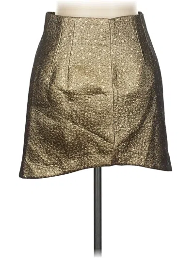 Pre-owned Zara Faux Leather Skirt In Gold