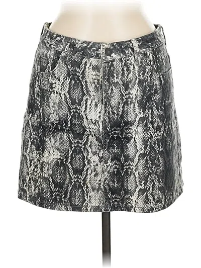 Pre-owned Zara Faux Leather Skirt In Gray