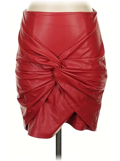 Pre-owned Zara Faux Leather Skirt In Red