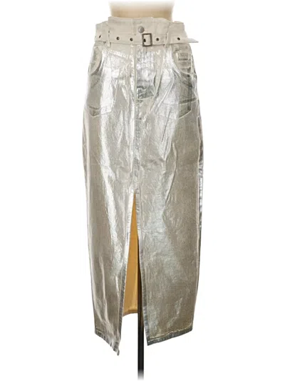 Pre-owned Zara Faux Leather Skirt In Silver