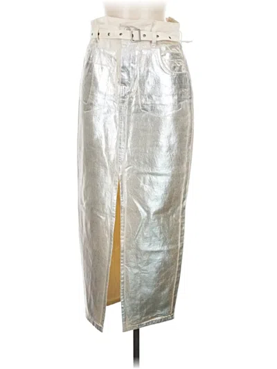 Pre-owned Zara Faux Leather Skirt In Silver