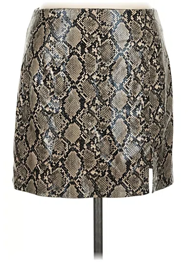 Zara Faux Leather Skirt In Silver