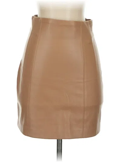 Zara Faux Leather Skirt In Tan