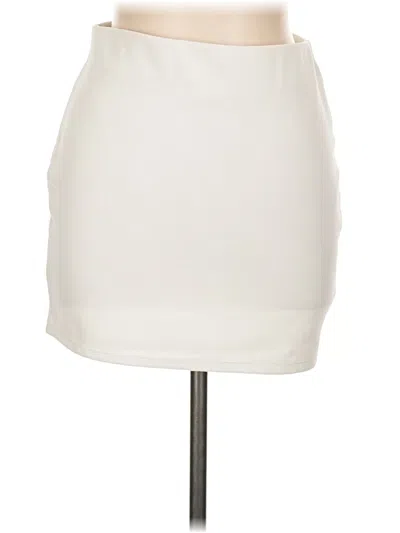 Pre-owned Zara Faux Leather Skirt In White