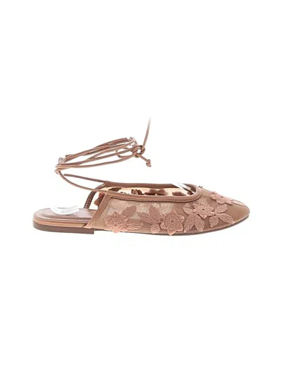 Pre-owned Zara Flats In Tan