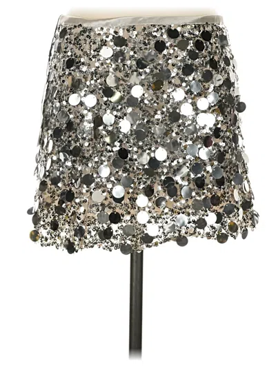 Pre-owned Zara Formal Skirt In Silver