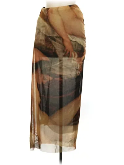 Pre-owned Zara Formal Skirt In Tan