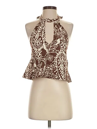 Zara Halter Top Brown Halter Neckline Tops In Multi