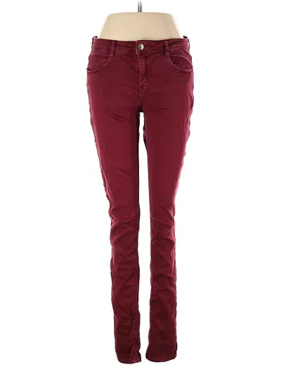 Pre-owned Zara Jeans In Burgundy