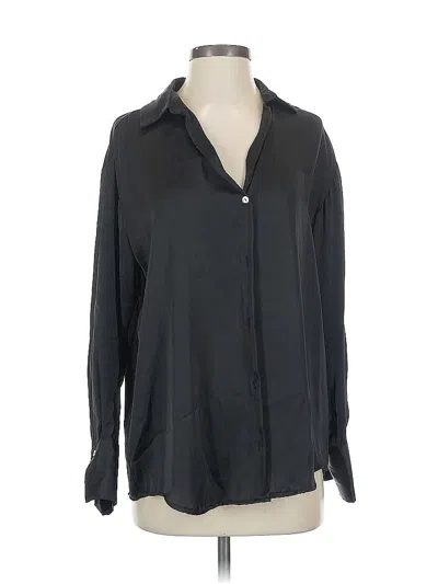 Pre-owned Zara Long Sleeve Blouse In Black