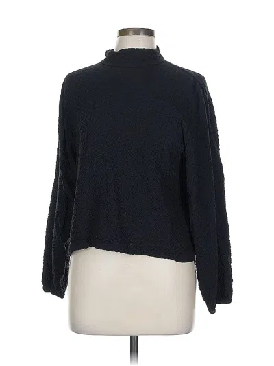 Pre-owned Zara Long Sleeve Blouse In Black