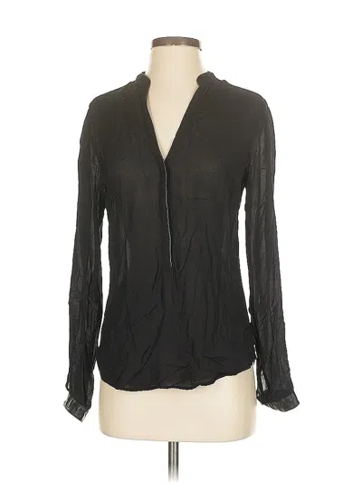 Pre-owned Zara Long Sleeve Blouse In Black